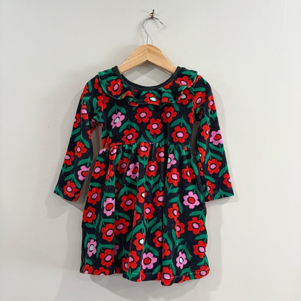 Hanna Andersson Girls Dress Size 3T 90cm  Black Floral Long Sleeve Kidcore